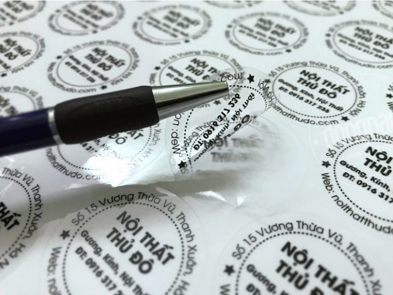 In tem nhãn decal nhựa trong suốt