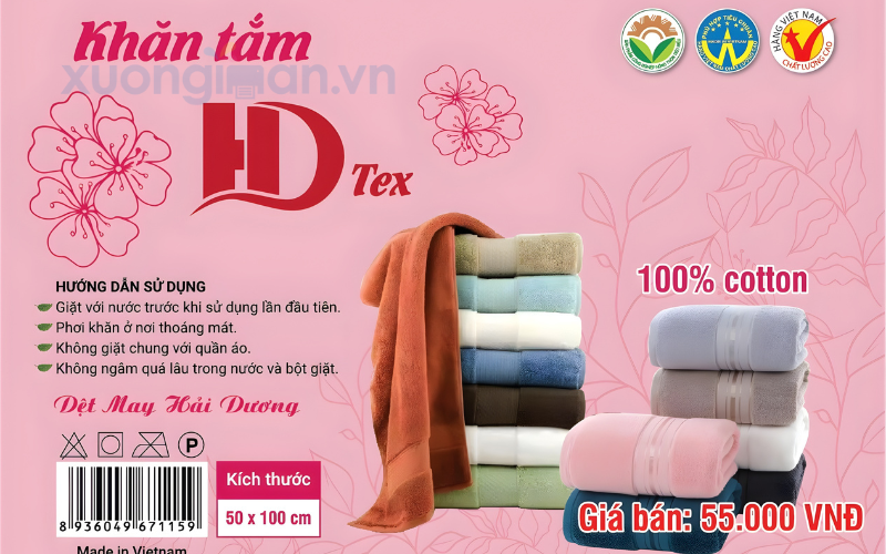 Địa chỉ in tem mác khăn mặt tại Thái Bình theo yêu cầu khách hàng