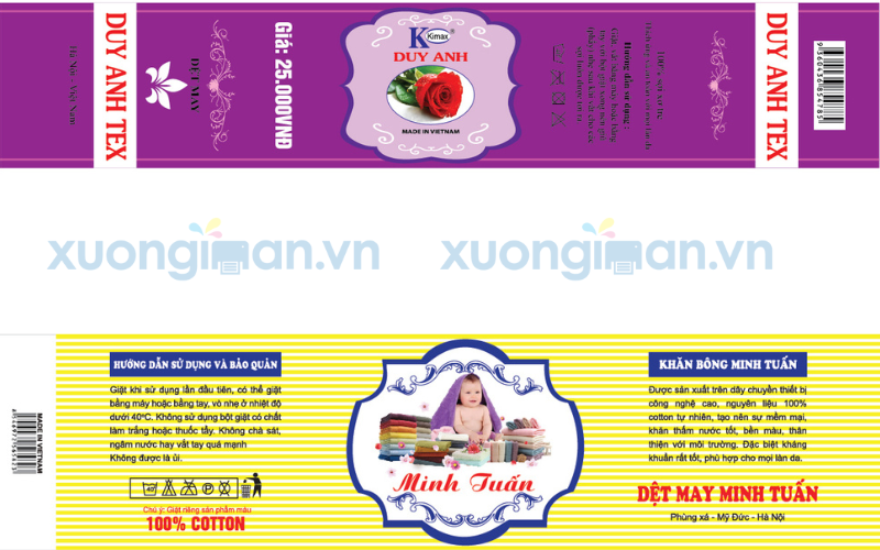 Địa chỉ in tem mác khăn mặt tại Thái Bình theo yêu cầu khách hàng