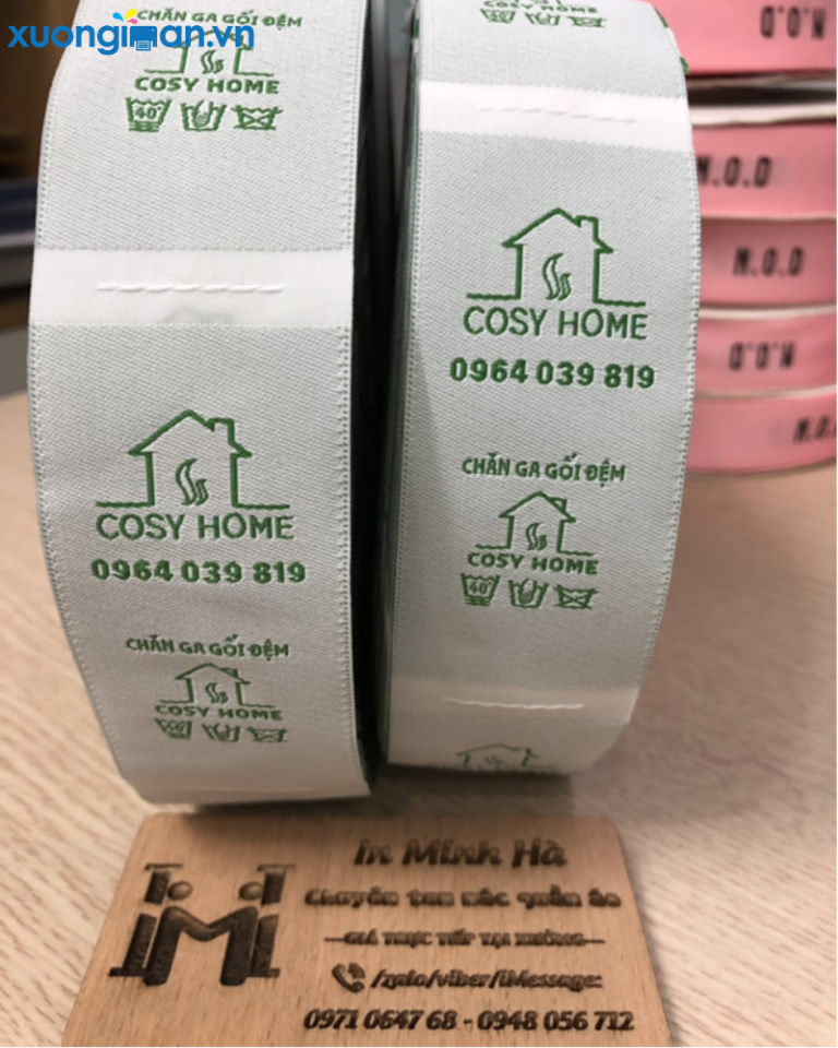 mẫu tem vải gắn vào khăn mặt